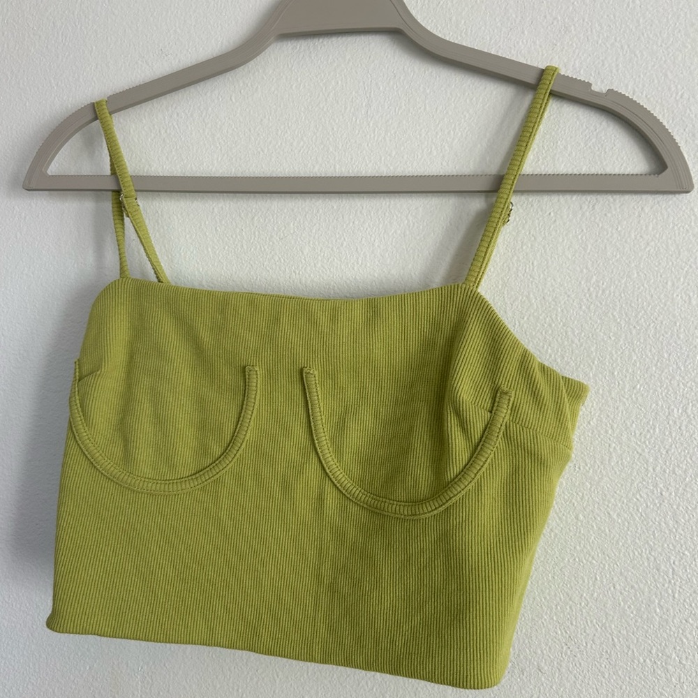 Lulu's Lime Ribbed Crop Top - Picture 2 of 6